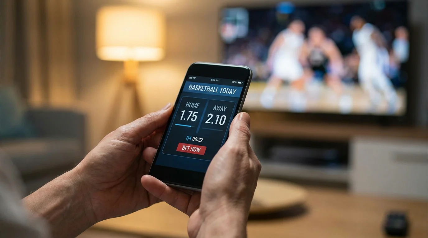 Pantalla de operador de apuestas mostrando cuotas decimales de un partido de baloncesto
